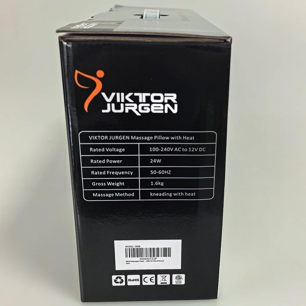 VIKTOR JURGEN Shiatsu Back Massager with Heat for Pain Relief, Gray
