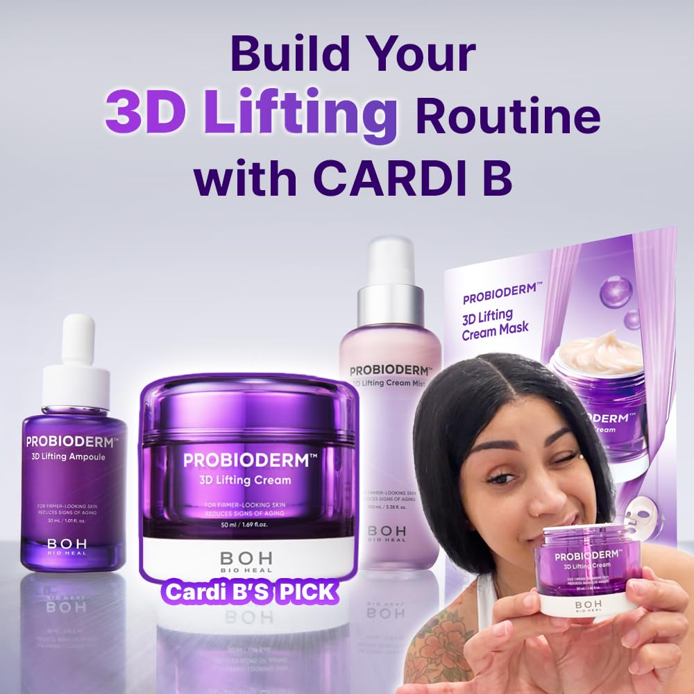 [Cardi B's Pick] BIO HEAL BOH Probioderm 3D Lifting Cream 1.69 fl oz - Advanced Korean Facial Night Cream with 17-Peptide Complex & Probioderm for Face & Neck, Butter-Rich Texture for Perfect Slugging
