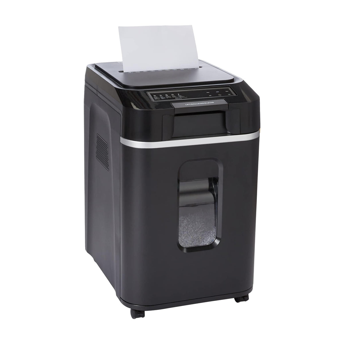 Amazon Basics 6-Sheet Cross-Cut Paper and Credit Card Shredder with 3.8 Gallon Bin, Shreds Staples, Black