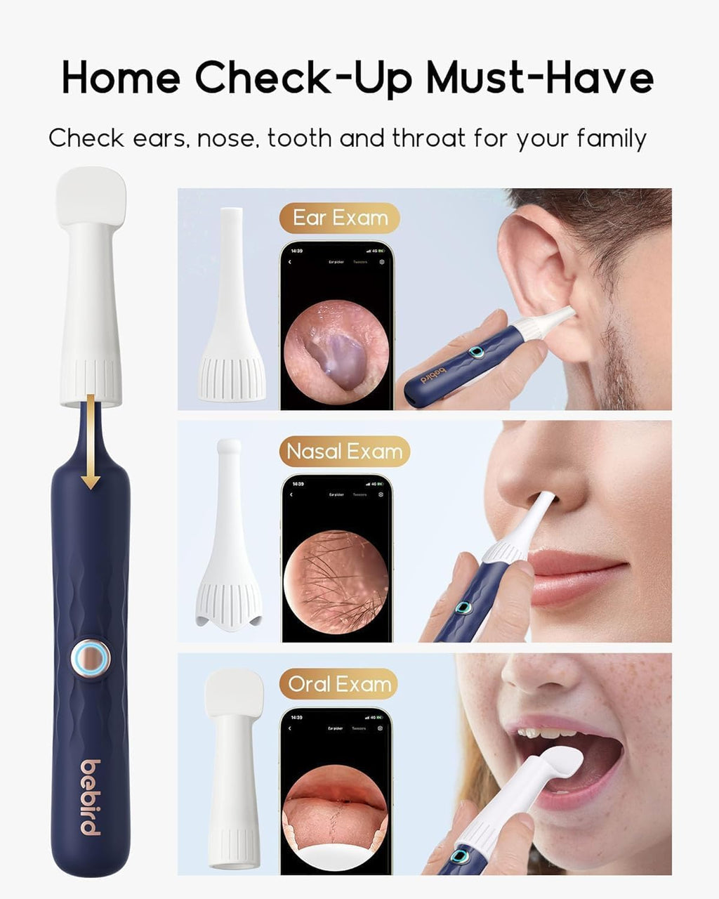 Bebird D39R Ear Wax Removal:Ear Camera with Storage Case &Painless Tweezers