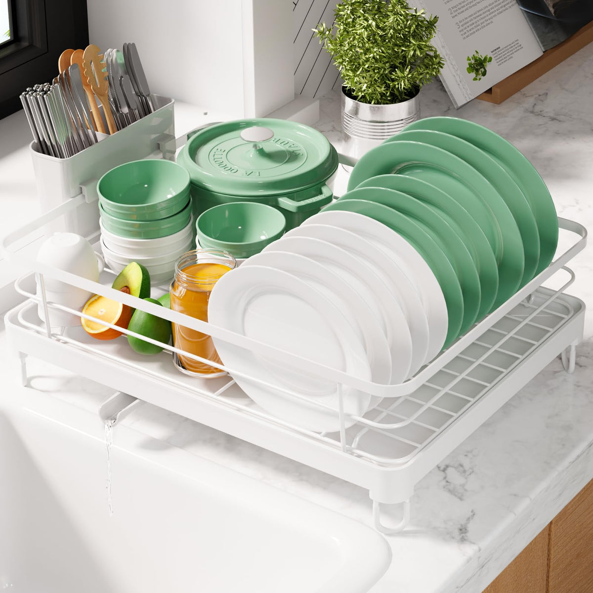 Kitsure Dish Drying Rack for Kitchen Counter, 12''W x 15.5''L, Black