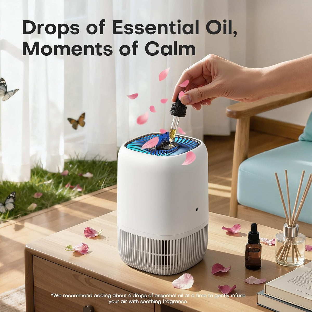 VOOPNU Air Purifiers for Home, High Efficiency Filter Up to 1076 Ft², White
