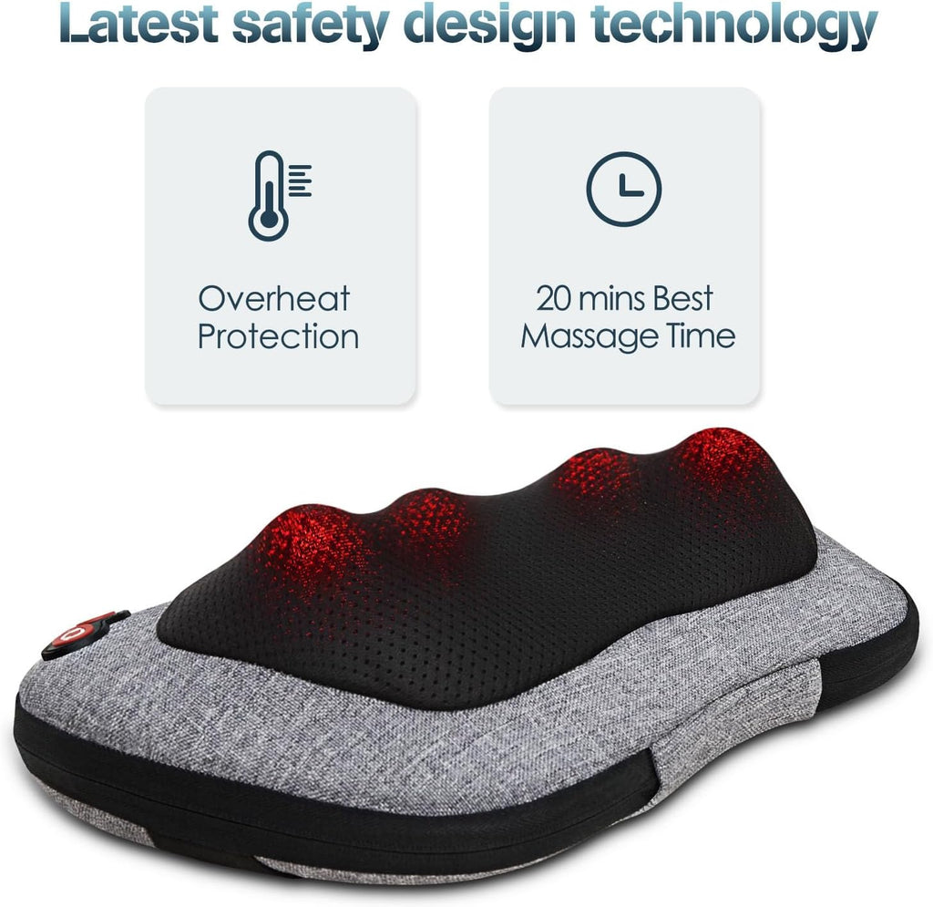 VIKTOR JURGEN Shiatsu Back Massager with Heat for Pain Relief, Gray