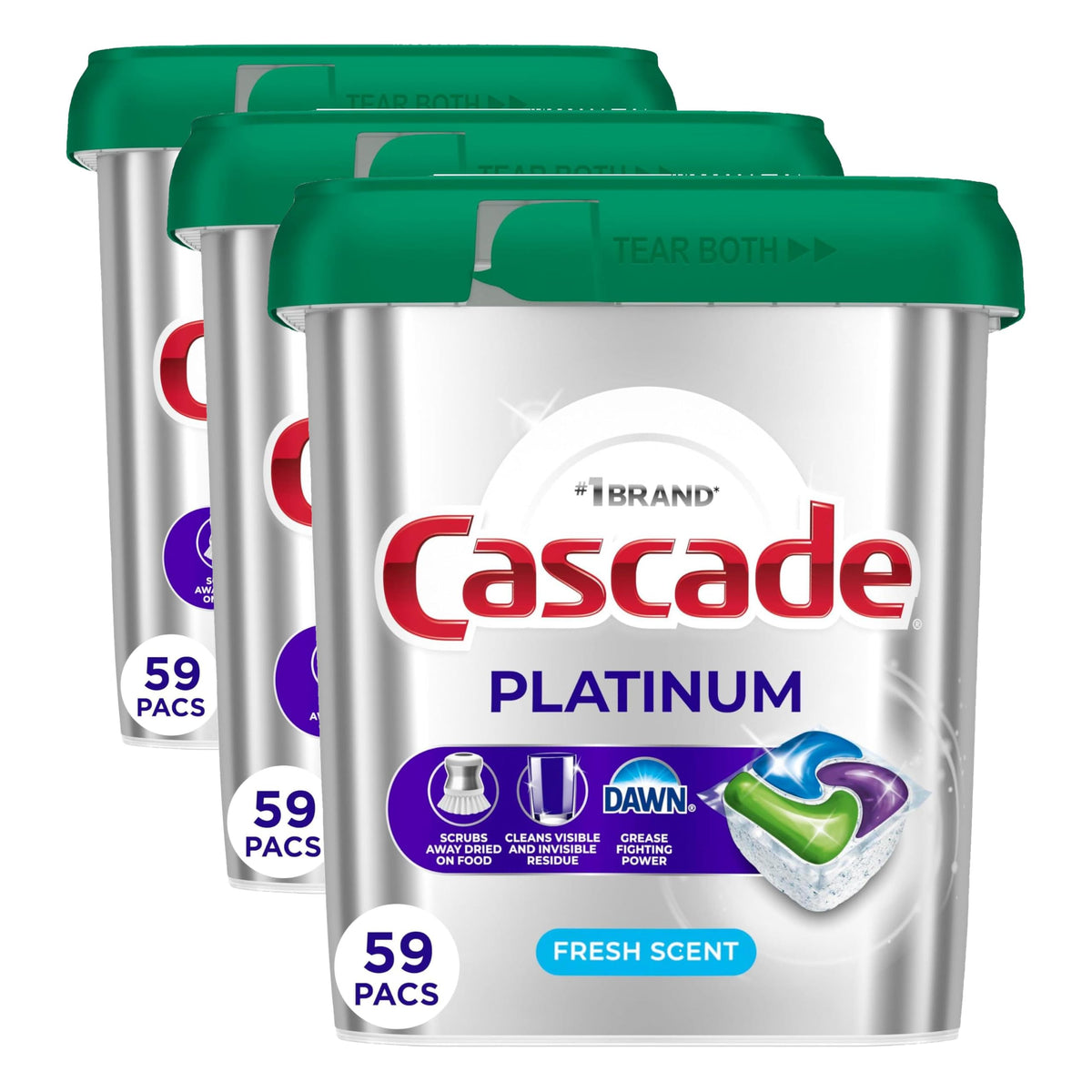 Cascade Platinum Dishwasher Pods, Dishwasher Detergent, Dish Detergent Soap, Fresh, 71 count (Pack of 2)