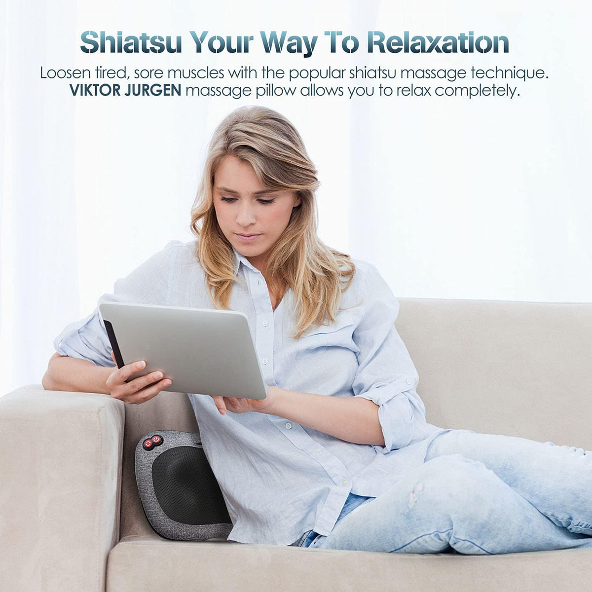 VIKTOR JURGEN Shiatsu Back Massager with Heat for Pain Relief, Gray