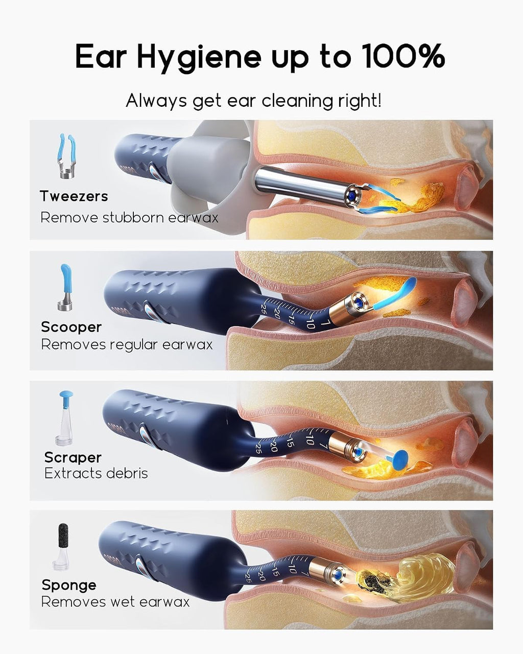 Bebird D39R Ear Wax Removal:Ear Camera with Storage Case &Painless Tweezers