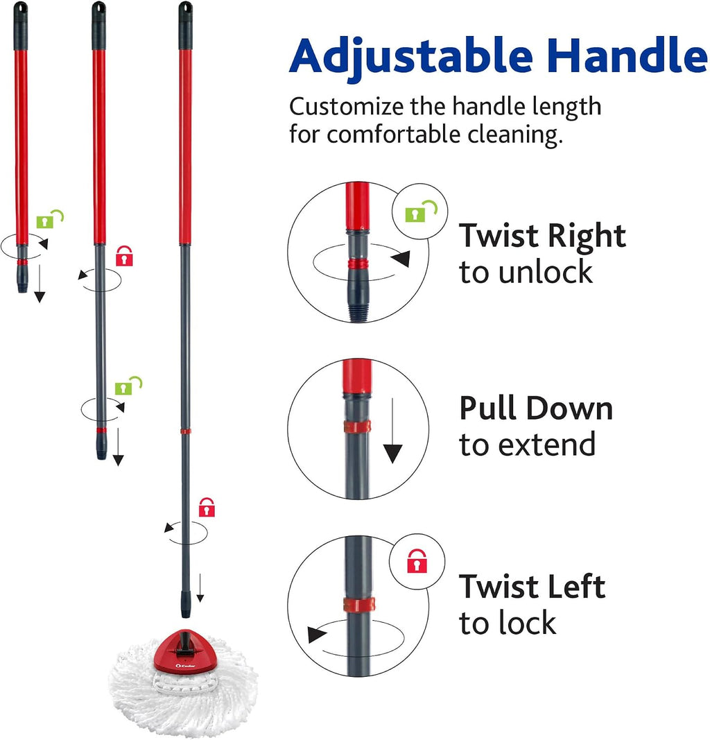 O-Cedar EasyWring Microfiber Spin Mop, Bucket Floor Cleaning System, Red, Gray, Standard