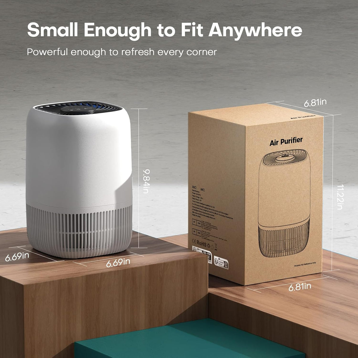 VOOPNU Air Purifiers for Home, High Efficiency Filter Up to 1076 Ft², White