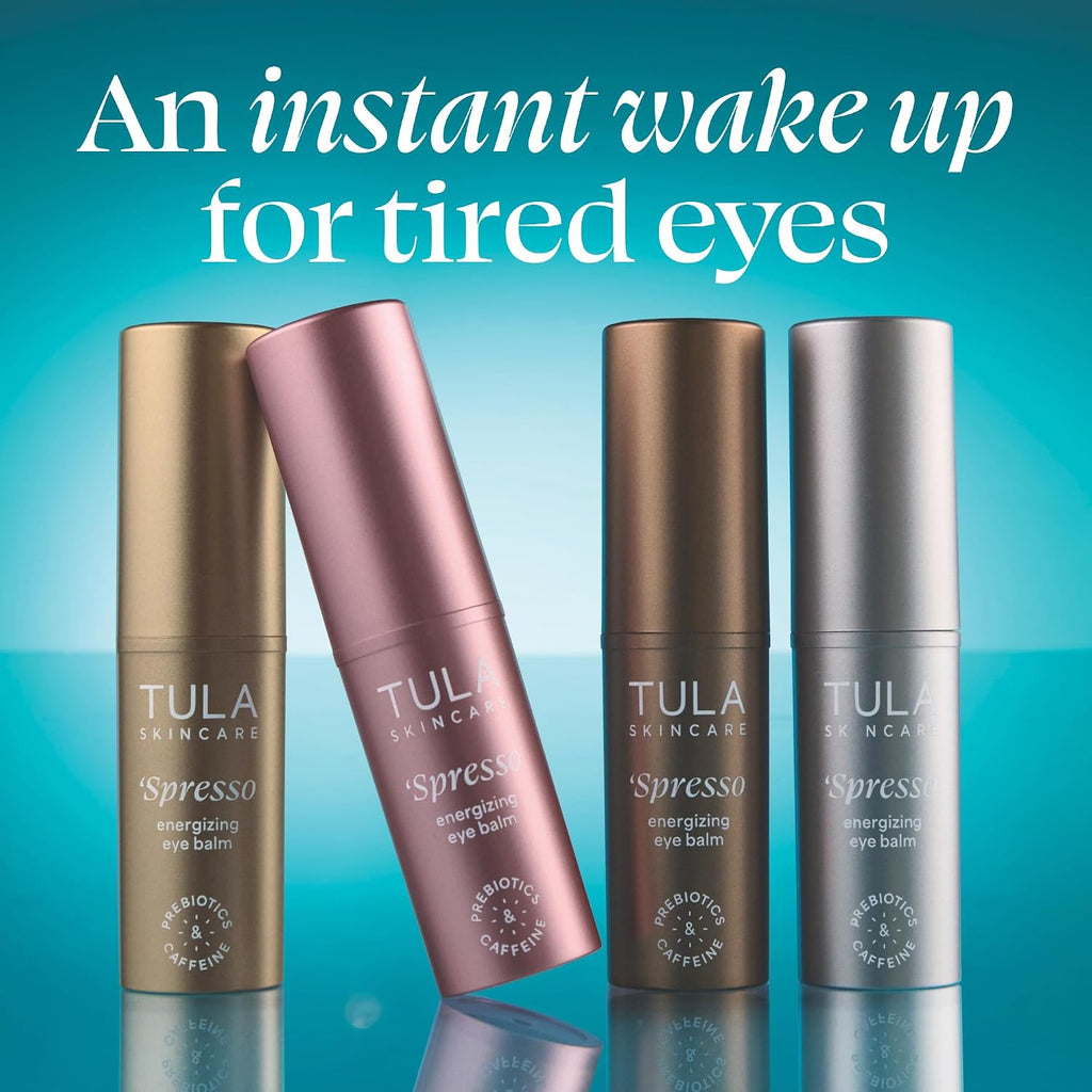 TULA Skin Care Spresso Energizing Eye Balm - Energizing & Hydrating Caffeine Under Eye Treatment for Dark Circles, Portable and Perfect to Use On-the-go, 0.35 oz.