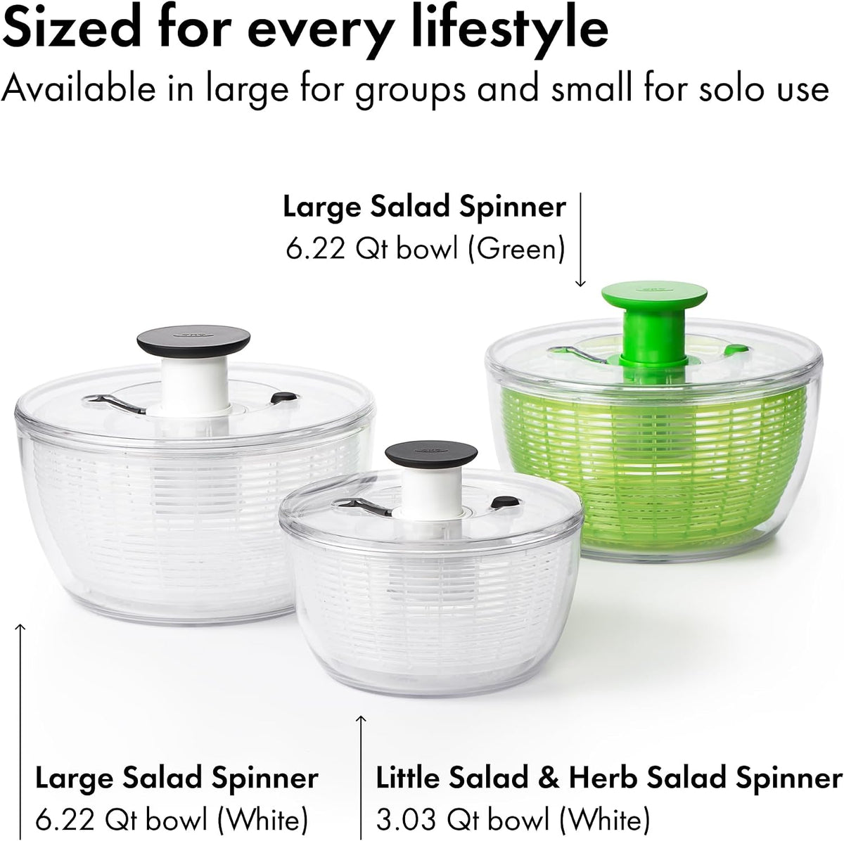 OXO Good Grips 6.22 Qt Salad Spinner, Vegetable Washer with Bowl & Strainer