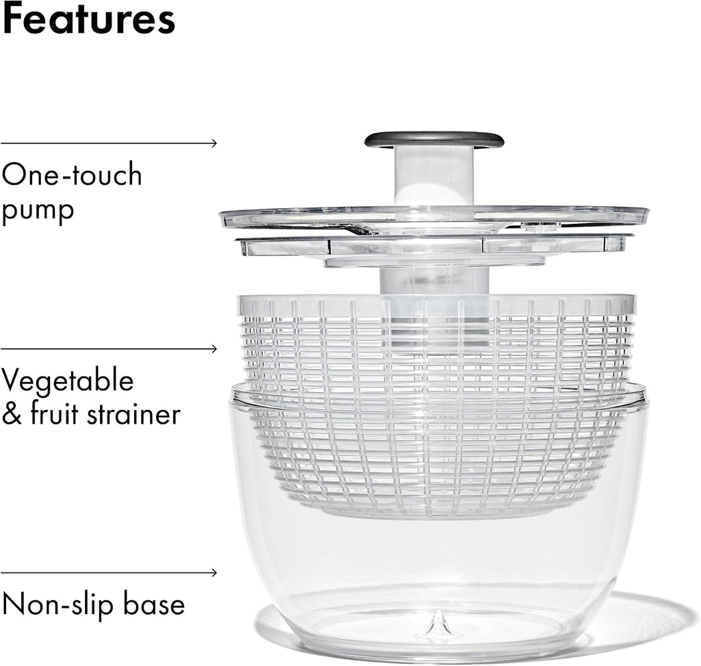 OXO Good Grips 6.22 Qt Salad Spinner, Vegetable Washer with Bowl & Strainer