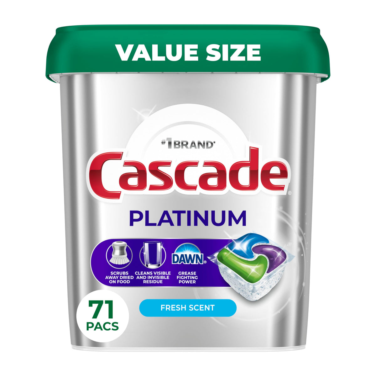 Cascade Platinum Dishwasher Pods, Dishwasher Detergent, Dish Detergent Soap, Fresh, 71 count (Pack of 2)