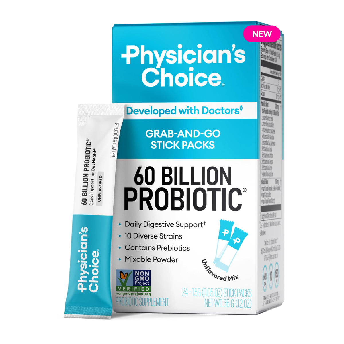 Physician's CHOICE Probiotics 60 Billion CFU - 10 Strains + Organic Prebiotics - Immune, Digestive & Gut Health - Supports Occasional Constipation, Diarrhea, Gas & Bloating - for Women & Men - 60ct