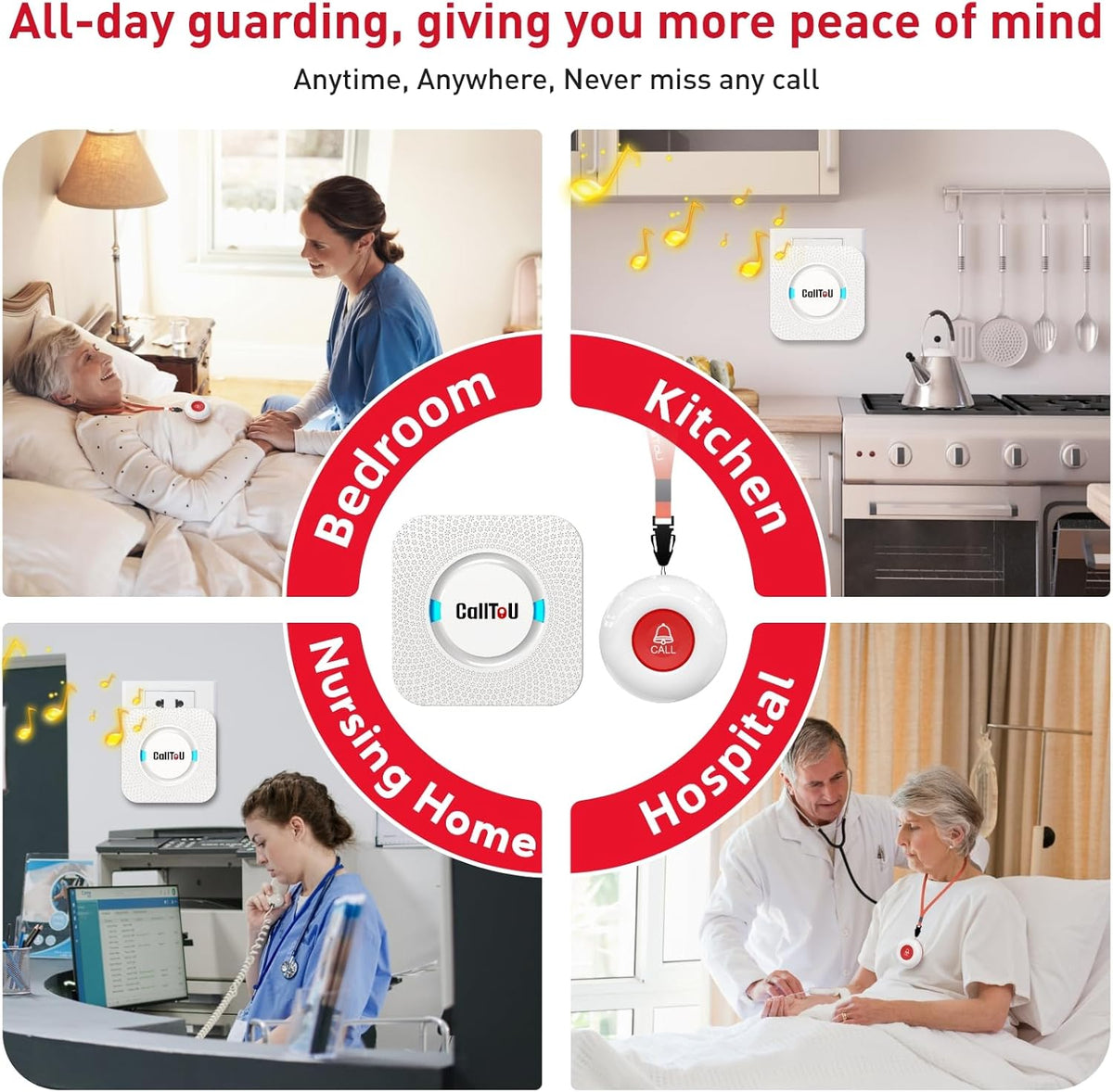 CallToU Caregiver Pager with 2 Wireless Call Button for Elderly at Home