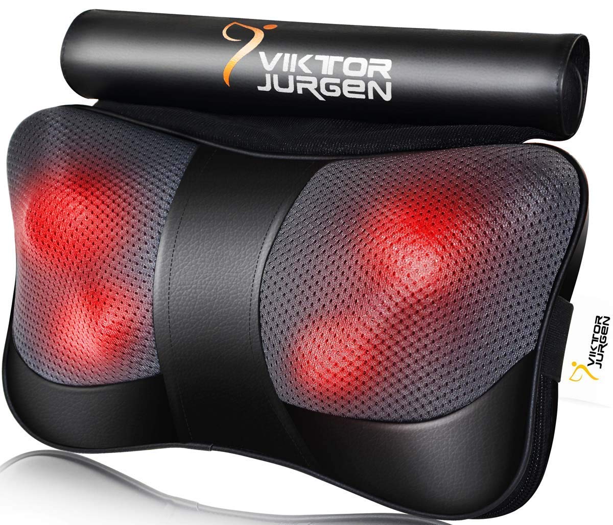 VIKTOR JURGEN Shiatsu Back Massager with Heat for Pain Relief, Gray