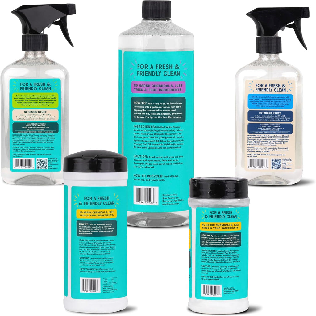 Aunt Fannie's Whole Home Cleaning Bundle, Multi-Surface, 5 Pieces