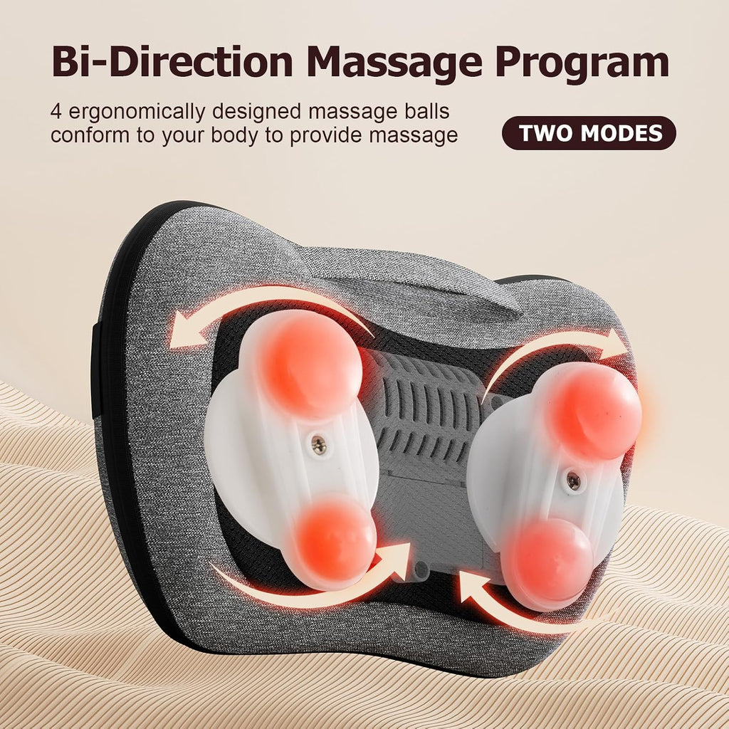VIKTOR JURGEN Shiatsu Back Massager with Heat for Pain Relief, Gray