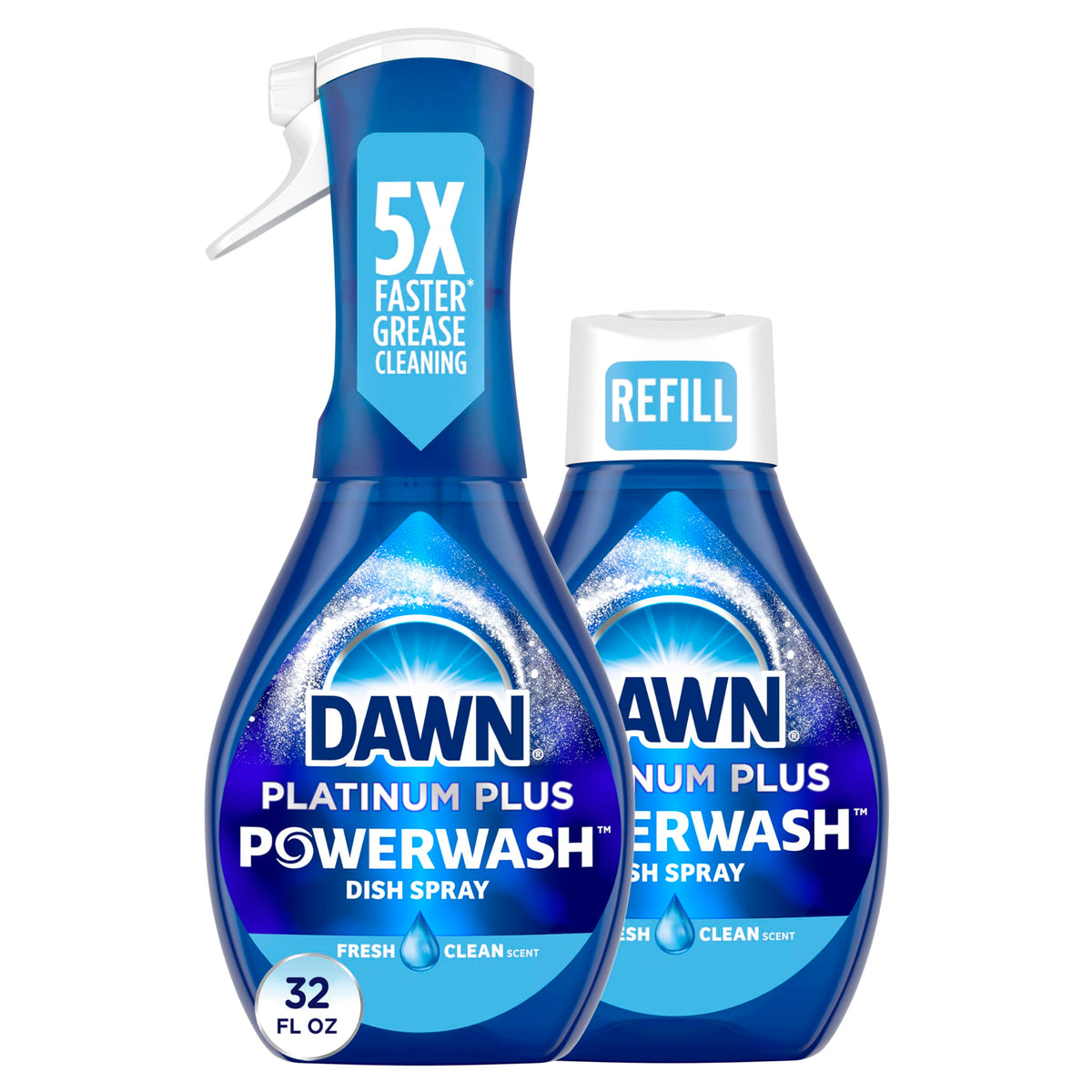 Dawn Powerwash Spray, Dish Soap, Dishwashing Liquid, Fresh, 1 Starter Kit + 3 Refills, 4x16 Fl Oz