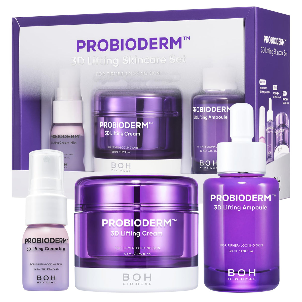 [Cardi B's Pick] BIO HEAL BOH Probioderm 3D Lifting Cream 1.69 fl oz - Advanced Korean Facial Night Cream with 17-Peptide Complex & Probioderm for Face & Neck, Butter-Rich Texture for Perfect Slugging