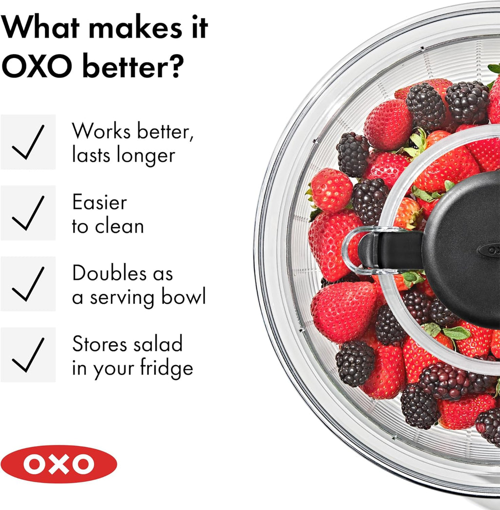 OXO Good Grips 6.22 Qt Salad Spinner, Vegetable Washer with Bowl & Strainer